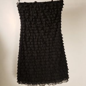 Women. Black. Ruffle. Strapless. Blouse.